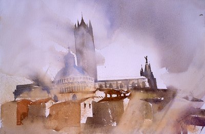 Katedra w Sienie (akwarela na papierze) autorstwa Simon Fletcher