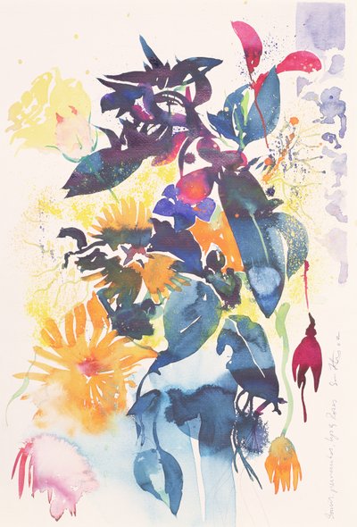 Nagietek, barwinek, lilia, róża, 2002 (akwarela) autorstwa Simon Fletcher