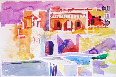 Tybetański Jaisalmer (akwarela na papierze) autorstwa Simon Fletcher