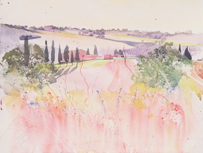 Toskania na południe od Montalcino, 2002 (akwarela) autorstwa Simon Fletcher