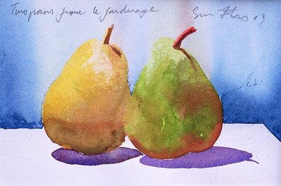 Dwie gruszki z ogrodu, 2003 (akwarela na papierze) autorstwa Simon Fletcher