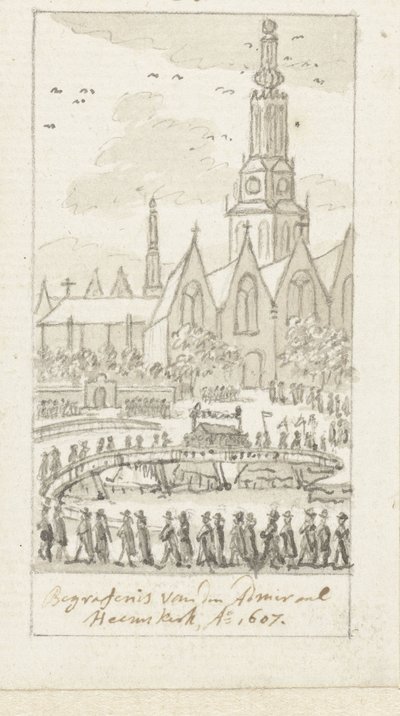 Pogrzeb Jacoba van Heemskercka w Oude Kerk w Amsterdamie, 1607 autorstwa Simon Fokke