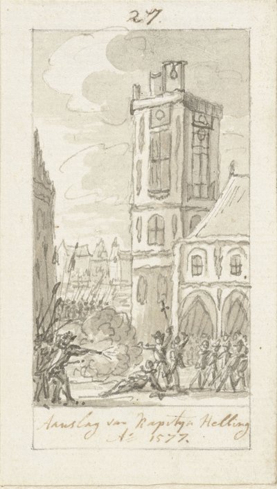 Upadek kapitana Hermana van der Hellinga, 23 listopada 1577 r autorstwa Simon Fokke