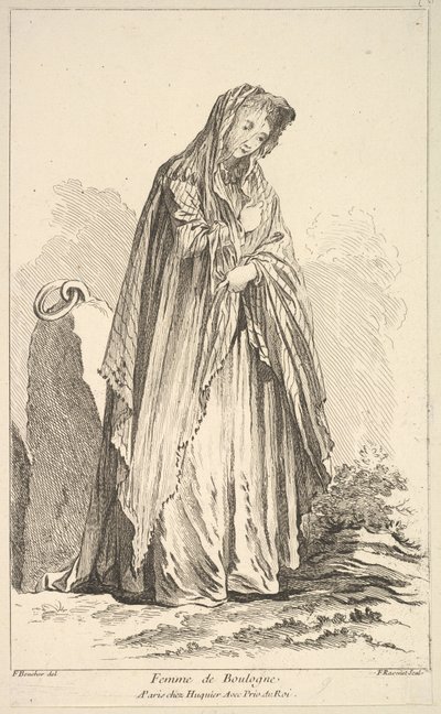 Kobieta z Boulogne, ze zbioru różnych postaci obcych Wynaleziony przez F. Bo..., XVIII wiek. autorstwa Simon Francois Ravenet