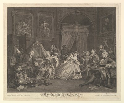 Małżeństwo A-la-Mode, Tablica IV, 1 kwietnia 1745. autorstwa Simon Francois Ravenet