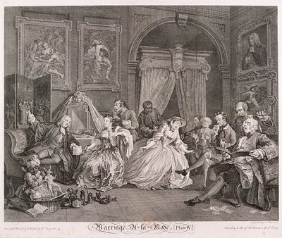 Małżeństwo a la Mode”, 1745, tablica IV autorstwa Simon Francois Ravenet