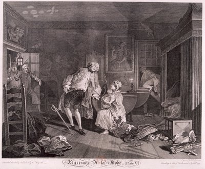 „Małżeństwo a la mode, płyta V”, 1745 autorstwa Simon Francois Ravenet