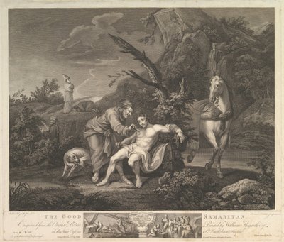 Dobry Samarytanin Św. Łukasza, rozdz. 10, werset 30, 24 lutego 1772 r. autorstwa Simon Francois Ravenet