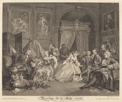 Małżeństwo a la Mode: pl.4 autorstwa Simon Francois Ravenet I after William Hogarth