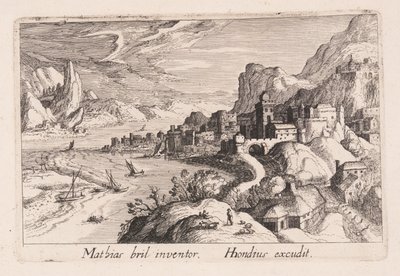 Alpejska dolina rzeczna, z Topographia Variarum Regionum autorstwa Simon Frisius