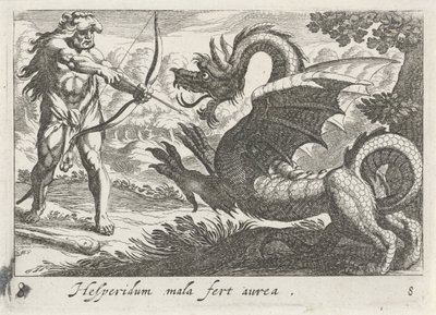Herkules zabija smoka Ladona autorstwa Simon Frisius