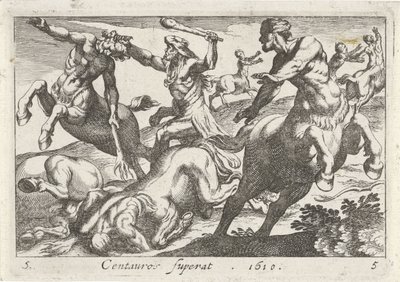 Herkules w walce z centaurami autorstwa Simon Frisius