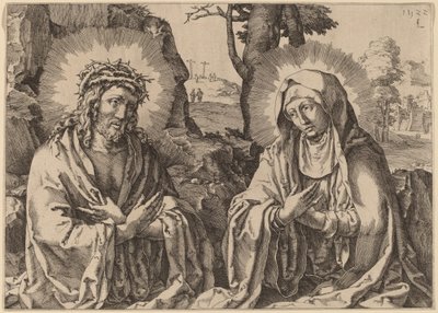 Zbawiciel i Dziewica autorstwa Simon Frisius after Lucas van Leyden