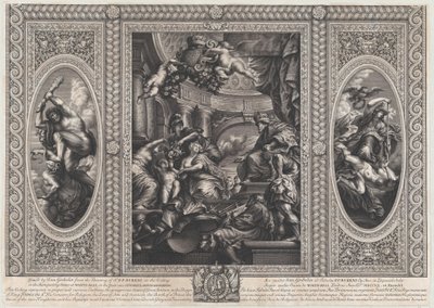 Alegoryczna scena ukazująca korzyści panowania Jakuba w centrum, Wise Government Tramp..., 1720. autorstwa Simon Gribelin