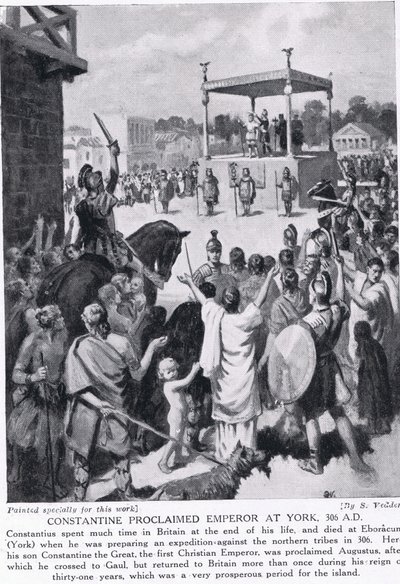Konstantyn ogłoszony cesarzem w Yorku, 306 r. n.e., ilustracja z "Hutchinson