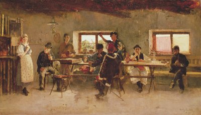 Biesiadnicy w pubie, 1888 autorstwa Simon Hollosy