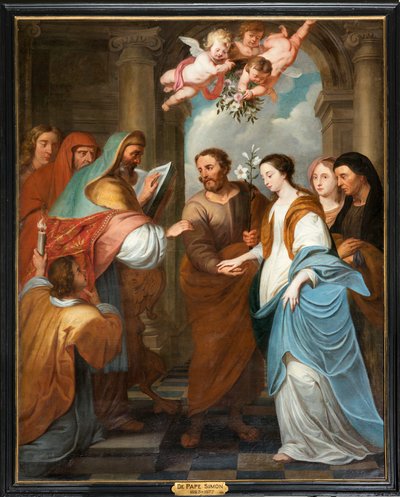 Kościół parafialny (Parochiekerk Sint-Eligius). Szymona De Pape. 3 Zaręczyny Dziewicy. XVII wiek. autorstwa Simon II de Pape