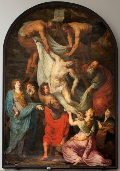 Kościół parafialny (Sint-Walburgakerk). Obraz „Zejście krzyża”. Szymona De Pape. Skopiuj do PPrubens. Połowa XVII wieku. autorstwa Simon II de Pape