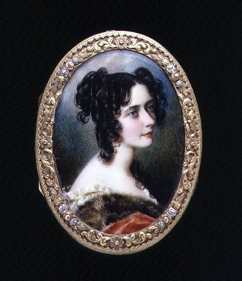 Miniatura portretowa Georginy Karoliny, Lady Astley, ok. 1827 (akwarela na kości słoniowej) autorstwa Simon Jacques Rochard