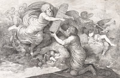 Mojżesz na Synaju Tablice prawa żydowskiego, 1773. autorstwa Simon Julien