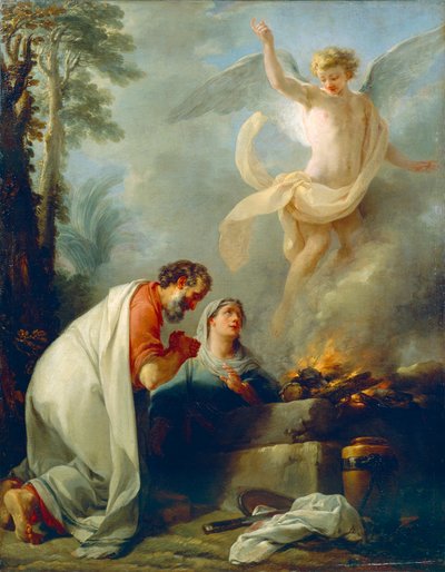 Ofiara Manoacha, ojca Samsona, Simon Julien (1735-1800), olej na płótnie, ok. 1760 r. autorstwa Simon Julien
