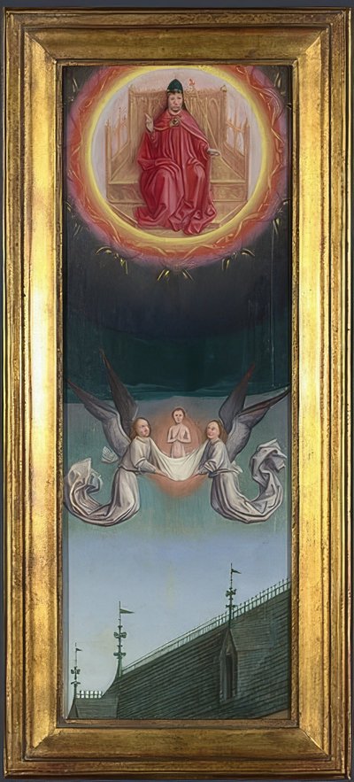 Dusza św. Bertina zostaje zabrana do nieba (ołtarz z opactwa św. Bertyna). Około 1459 autorstwa Simon Marmion