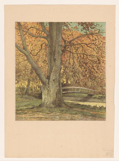 Drzewo nad strumieniem jesienią autorstwa Simon Moulijn (attributed to)