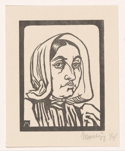 Głowa kobiety z kapturem Huizer rybaczka (tytuł oryginalny) autorstwa Simon Moulijn (signed by artist)