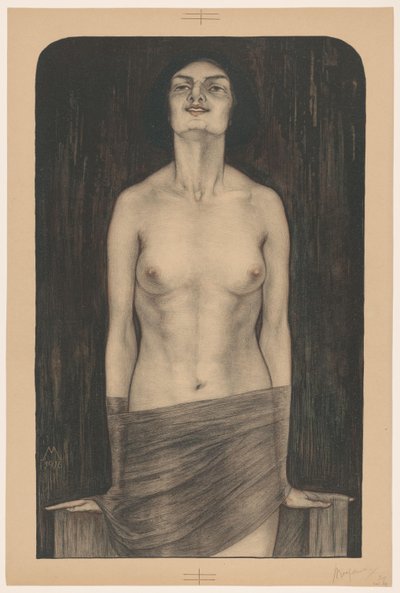 Stojąca kobieta z nagą górną częścią ciała Wampir (Salomé) (tytuł oryginalny) autorstwa Simon Moulijn