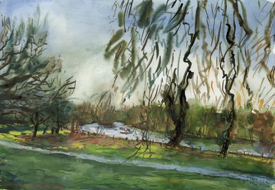 Ogrody Buccleuch (akwarela i gwasz na papierze) autorstwa Simon Neville