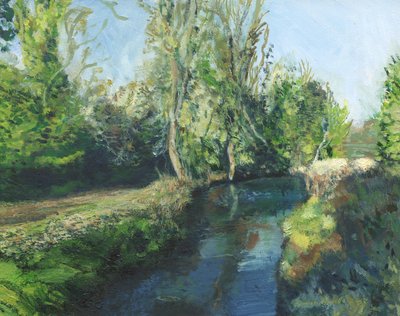 Latchmere Brook, Ham Common (olej na panelu) autorstwa Simon Neville