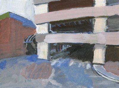 Parking wielopoziomowy, 2024 (akryl na papierze) autorstwa Simon Neville