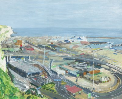 Port w Dover, 2019 (olej na panelu) autorstwa Simon Neville