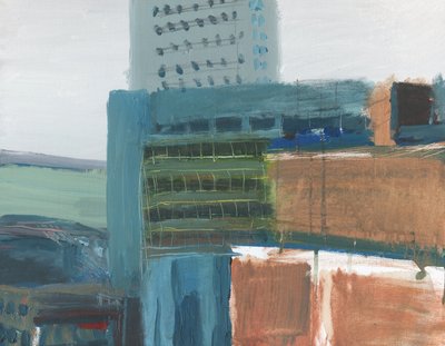 Pejzaż miejski Wandsworth 5, 2009 (akryl i grafit na płótnie) autorstwa Simon Neville