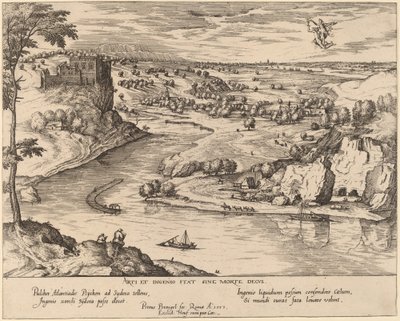 Krajobraz rzeczny z Merkurym i Psyche autorstwa Simon Novellanus after Pieter Bruegel the Elder