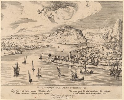 Krajobraz rzeczny z upadkiem Ikara autorstwa Simon Novellanus after Pieter Bruegel the Elder
