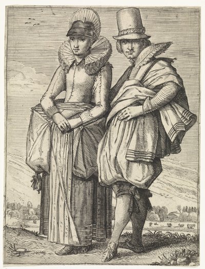 Mężczyzna i kobieta ubrani zgodnie z modą ok. 1625 r. autorstwa Simon Poelenburg (attributed to)
