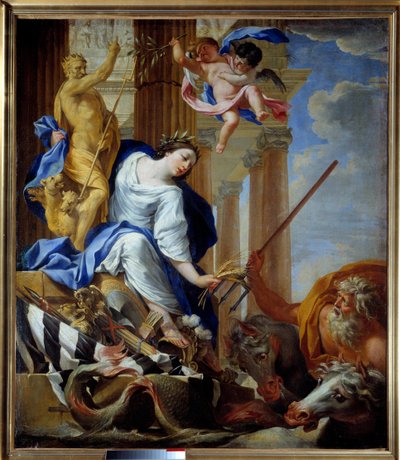 Alegoria dobrodziejstw pokoju Malarstwo Simon Vouet (1590-1649) 1645 Cherbourg, Musee Thomas Henry autorstwa Simon Vouet