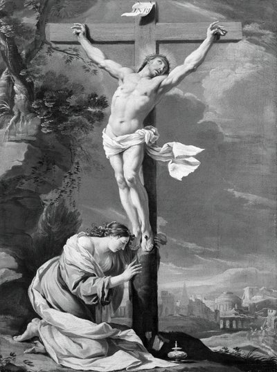 Chrystus na krzyżu z Marią Magdaleną, 164050. autorstwa Simon Vouet