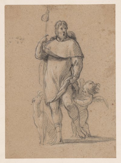 Św. Rochus z psem i aniołem autorstwa Simon Vouet