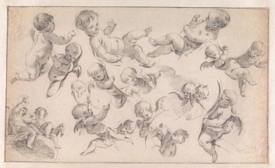 Eskiz dekoracji z puttami autorstwa Simon Vouet