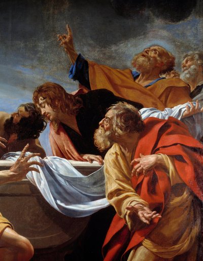 Apotres przy grobie Dziewicy Fragment obrazu Simona Voueta (1590-1649) XVII-wieczny Paryż, Eglise Notre Dame des Champs autorstwa Simon Vouet
