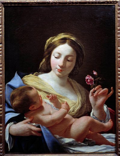 Obraz Matki Boskiej z Dzieciątkiem i Różą autorstwa Simona Voueta (1590-1649) 1627 Ndz. 0,8x0,62 m Marsylia, Muzeum Sztuk Pięknych autorstwa Simon Vouet