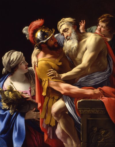 Æneasz i jego ojciec uciekają z Troi, c.1635 autorstwa Simon Vouet
