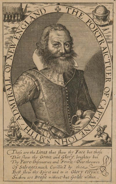 John Smith (1579/80-1631), ok. 1617 r. (rycina) autorstwa Simon de (after) Passe