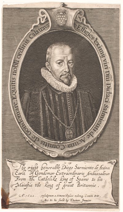 Diego Sarmiento de Acuna, hrabia Godomar. Poseł hiszpański w Londynie autorstwa Simon de Pas