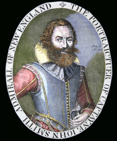 Kapitan John Smith (1580-1631) (kolorowy grawerunek) autorstwa Simon de Passe
