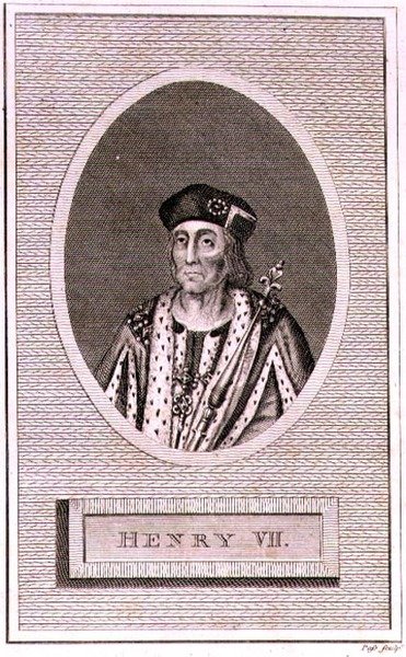 Henryk VII (1472-1509) ryty przez artystę, z „Historii Anglii” (rycina) autorstwa Simon de Passe