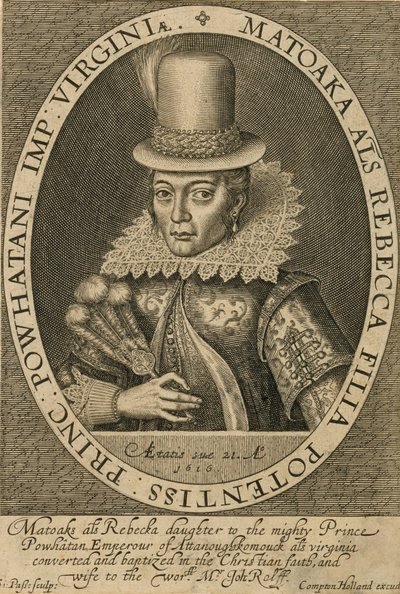 Pocahontas, 1616. autorstwa Simon de Passe