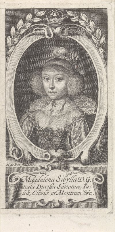 Księżniczka Magdalena Sibylle z Saksonii 1617-1668, księżna Sachsen-Altenburg, ok. 1930 r. 1647-1648. autorstwa Simon van de Passe